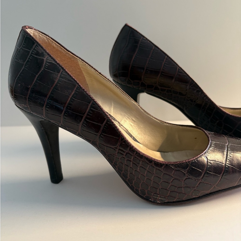 Talbots Croc-Embossed Heels in Dark Brown